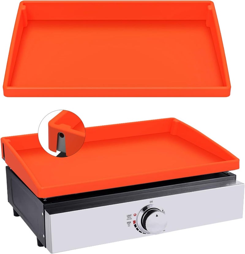 Jacooxi 17 Inch Griddle Cover Mat for Blackstone Griddle, Full Wrap-Around Protection Griddle Accessories, Food Grade Silicone Grill Mat, Orange - Image 1